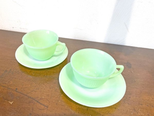 ファイヤーキング FIRE KING ジェーンレイ Jane Ray カップ&ソーサー Cup&Soucer 2客セット ★