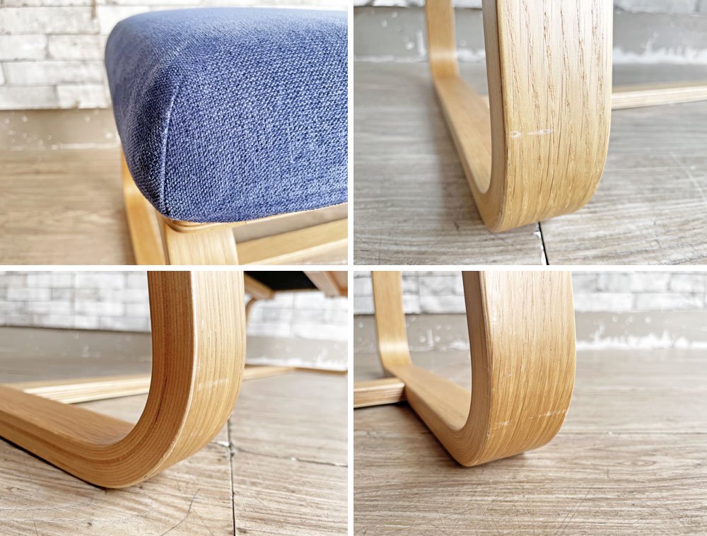 無印良品 MUJI リビングでもダイニングでもつかえる ベンチ オーク材 プライウッド 綿カバー ブルー 合計定価¥24,890- ●