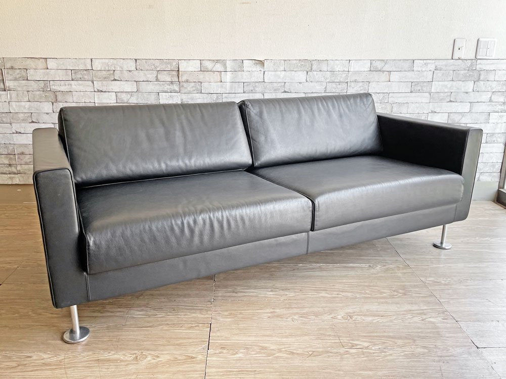 ヴィトラ vitra パーク Park 3Pソファ 本革 ブラック アルミ