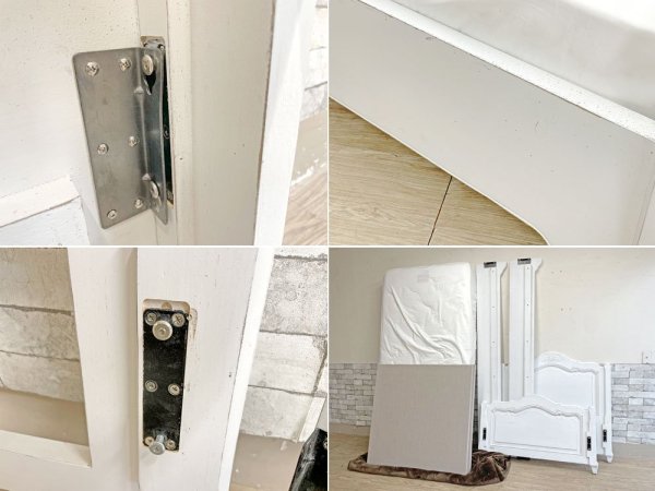 フランスベッド france bed R-1 HRL7-FB シングルベッド ウッドフレーム ホワイト マットレス付 シャビーシック アンティークスタイル ●