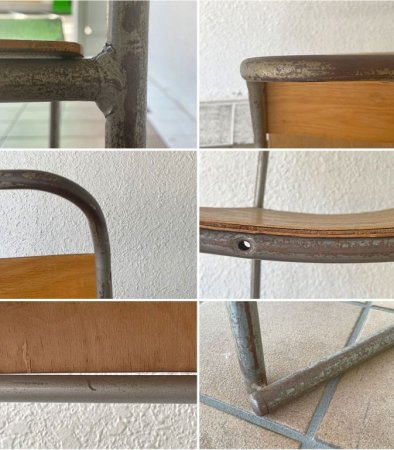 UKビンテージ UK Vintage プライウッド × スチール スクールチェア スタッキングチェア 英国 インダストリアル ◇