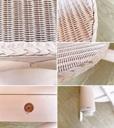 ロイドルーム LLOYD LOOM ダイニングテーブル DINING TABLE No.7130 シェルピンク ラウンド Φ92cm 英国カントリー 定価¥107,800- ●