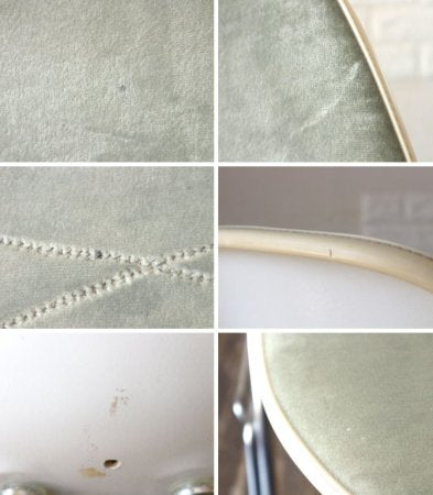 ハーマンミラー Herman Miller ビンテージ サイドシェルチェア 3rd FRP ホワイト ベロア グリーン スタッキングベース C&Rイームズ ミッドセンチュリー ◎