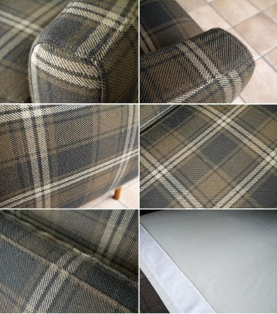 ウニコ unico フォルツ FORTU ソファ 2.5P ハイバックソファ タモ材 タータンチェック ブラウン 廃盤 ◇