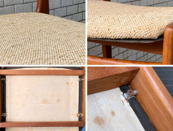ケーディーファニチャー K.D. FURNITURE by SUN FURNITURE チーク材 ダイニングチェア ファブリック 北欧ビンテージスタイル A ■