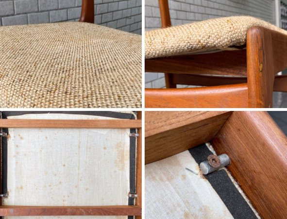 ケーディーファニチャー K.D. FURNITURE by SUN FURNITURE チーク材 ダイニングチェア ファブリック 北欧ビンテージスタイル B ■