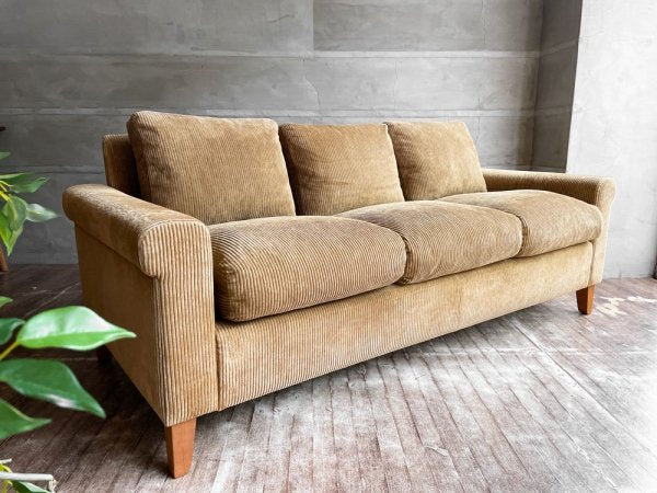 トラックファニチャー TRUCK FURNITURE FKソファ トリム FK SOFA TRIM 3P F-21 グリーン コーデュロイ 定価\440,000- 美品 ♪
