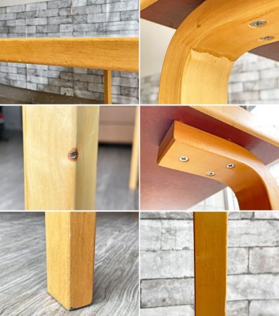 アルテック artek 84 Table スクエア ダイニングテーブル ラミネート天板 ライトグレー バーチ材 120×120cm アルヴァ・アアルト フィンランド 廃番 ●