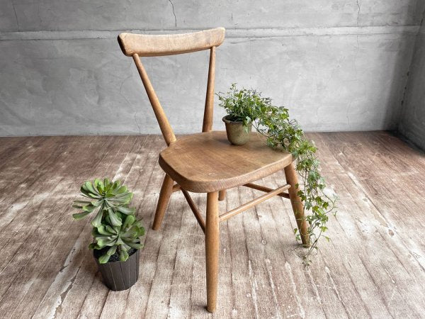 アーコール ERCOL シングルバック スタッキングチェア スクールチェア キッズチェア エルム材 ビーチ材 1950年代 UKビンテージ 希少 ♪