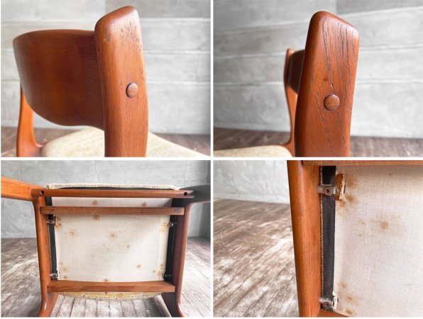 ケーディーファニチャー K.D. FURNITURE by SUN FURNITURE チーク材 ダイニングチェア ファブリック 北欧ビンテージスタイル A ♪