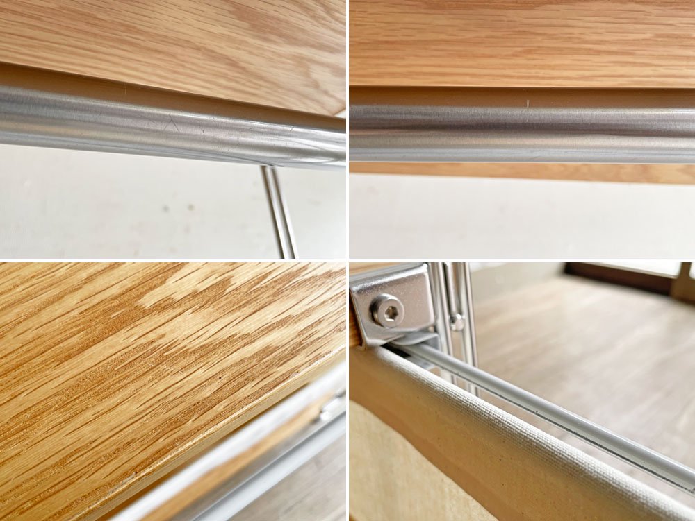 無印良品 MUJI オーク材 ステンレスユニットシェルフ オープンシェルフ H175cm 帆布バスケット ワードローブバー 定価¥28,700- ●
