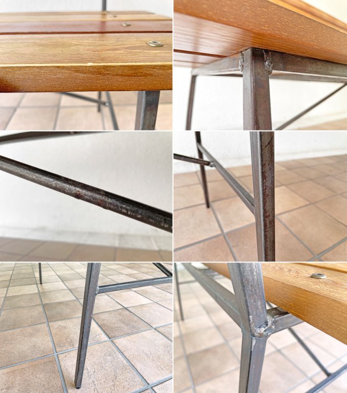 アデペシュ a.depeche モダージュ modage ハイバック ベンチ 幅114cm パイン材 スチール インダストリアル ビンテージスタイル 定価35,200円 ◇