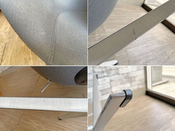 フリッツハンセン Fritz Hansen エッグチェア Egg chair ラウンジチェア アルネ・ヤコブセン Arne Jacobsen グレー ファブリック アルミニウムベース デンマーク ●