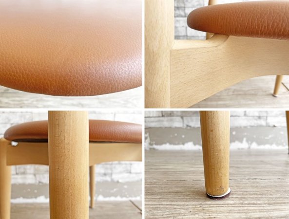 カールハンセン&サン Carl Hansen & Son CH20 エルボーチェア ダイニングチェア ビーチ材 ソープフィニッシュ レザーシート ハンス・J・ウェグナー 北欧家具 A ●