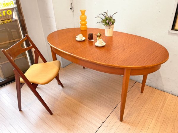 ジェンティーク Jentique ビンテージ オーバル エクステンション ダイニングテーブル チーク材 伸長式 Vintage Teak Diningtable ★
