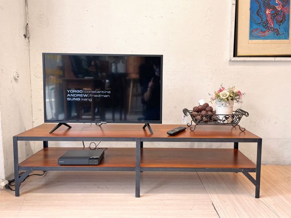 ウニコ unico ランバーミニ LUMBER-mini AVボード ローボード マホガニー材 アイアンフレーム 幅140cm テレビ台 ★