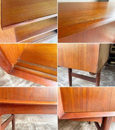 デンマークビンテージ Danish Vintage チーク材 サイドボード カクテルキャビネット 引き戸 W168cm 北欧家具 ♪