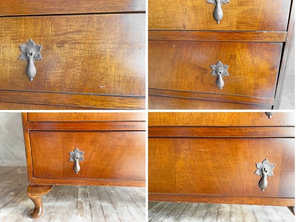 UKビンテージ Vintage ライティングビューロー ライティングデスク マホガニー材 レザートップ 抽斗3杯 鍵付き 英国 アンティーク ♪