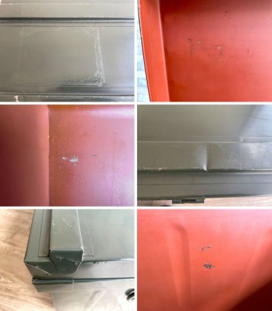 インダストリアルデザイン Industrial Design ビンテージ ミリタリー トランク ローテーブル ボックス スチール製 アーミー 軍物 工業系 店舗什器 W86 グリーン ●