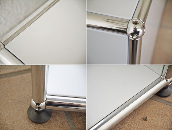 USMハラー USM Haller モジュラーファニチャー ハラーシステム キャビネット ローボード 2列1段 ライトグレー ソフトオープンクローズ ドロップダウンドア ◇