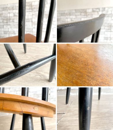 フランスビンテージ スポークバックチェア ブラック ビーチ×チーク材 ファネットチェアスタイル ●