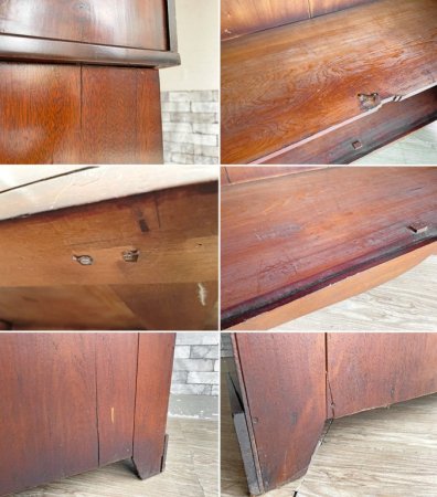 UKビンテージ Vintage マホガニー材 サイドボード キャビネット リビングボード W122cm 抽斗4杯 扉収納 鍵付 英国アンティーク ●