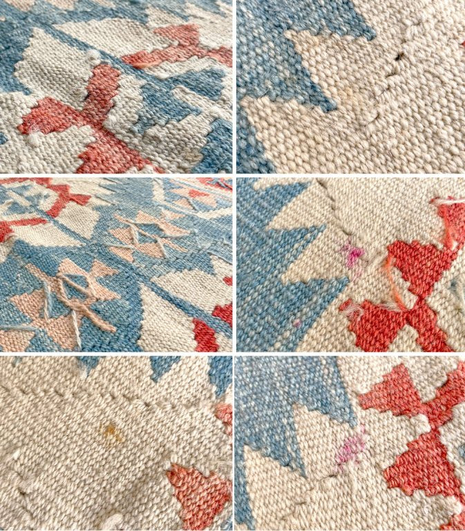 ビンテージ vintage カイセリキリム 絨毯 ラグ 幾何学模様 148×61cm ランナーサイズ スリット織り 手織り トルコ ●