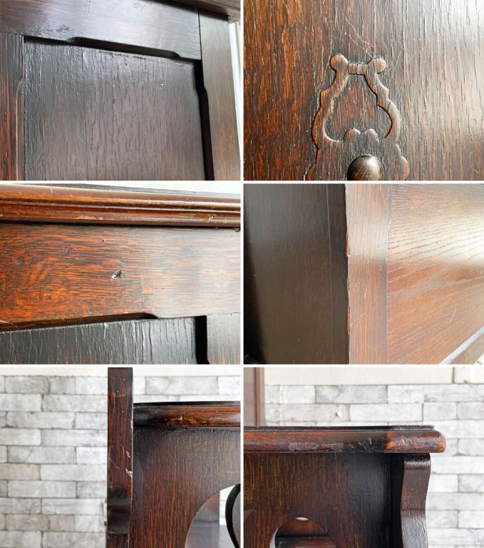UKビンテージ Vintage ホールベンチ 腰掛け椅子 1人掛け 収納付き オーク材 W79cm 英国家具 ●