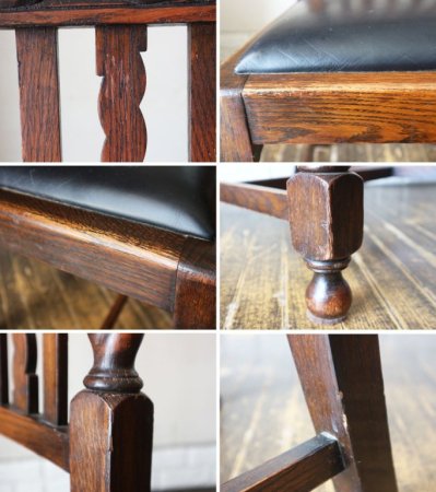 英国 アンティーク ダイニングチェア オーク材 UK ビンテージ ツイストレッグ イギリス ジャコビアン様式 A ◎