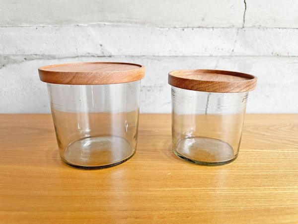 ピーター・アイビー Peter Ivy グラス ワイド Glass Wide S 木蓋付 ガラス器 コップ 調味料ストッカー 現代作家 ♪