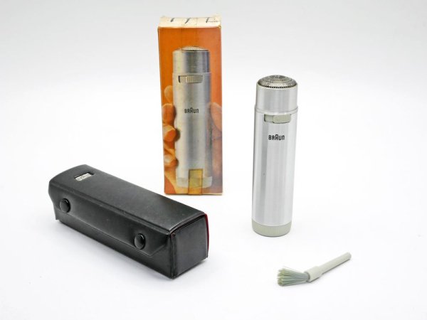 ブラウン BRAUN スタブ stab B11 バッテリーシェーバー スリム 剃刀 シルバー 電池式 ソフトケース&箱付 西ドイツ製 ドイツビンテージ ●