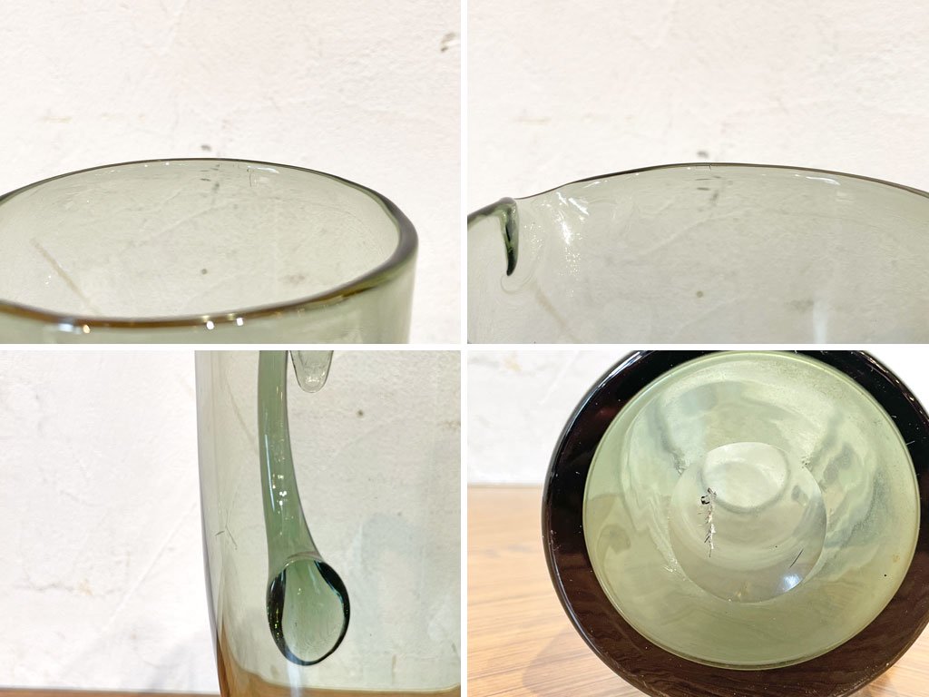 ミッドセンチュリーデザイン Mid century design ガラスピッチャー glass pitcher ジャグ ダークグリーン ★