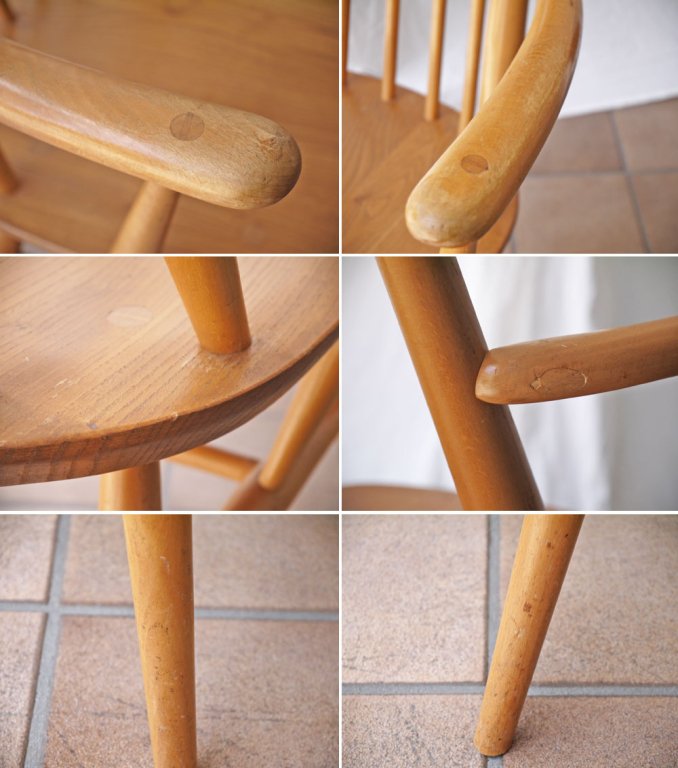 アーコール Ercol ゴールドスミス アームチェア ハイバック スティックバック エルム材 ナチュラルカラー UKビンテージ 英国 A ◇