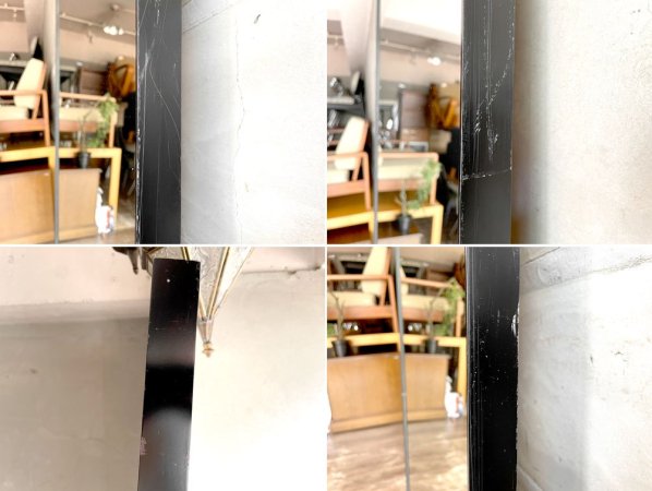 ミニマルデザイン スタンドミラー 姿見 全身鏡 H220cm ブラック シンプルモダン 店舗什器♪