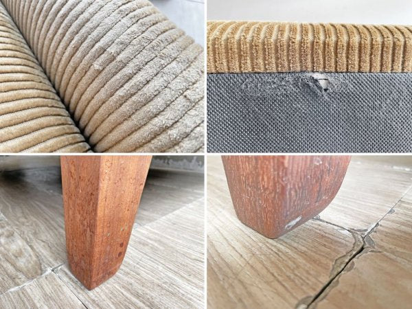 トラックファニチャー TRUCK FURNITURE FK SOFA 1.5シーター ソファ コーデュロイ ウォールナット無垢材 フェザークッション 張地F-21 グリーン ●