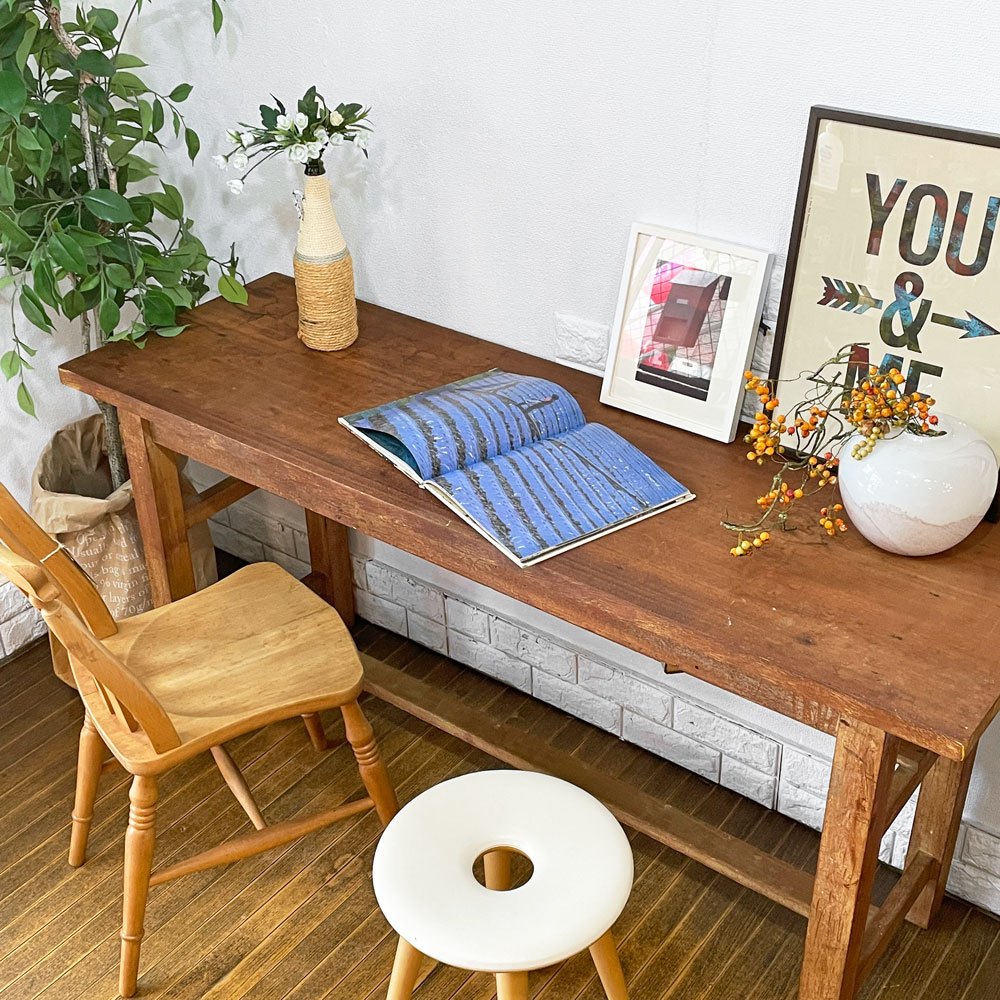 ビンテージ Vintage 木製 ワークテーブル コンソールテーブル アトリエテーブル 作業台 約 w150cm 店舗什器 ◎