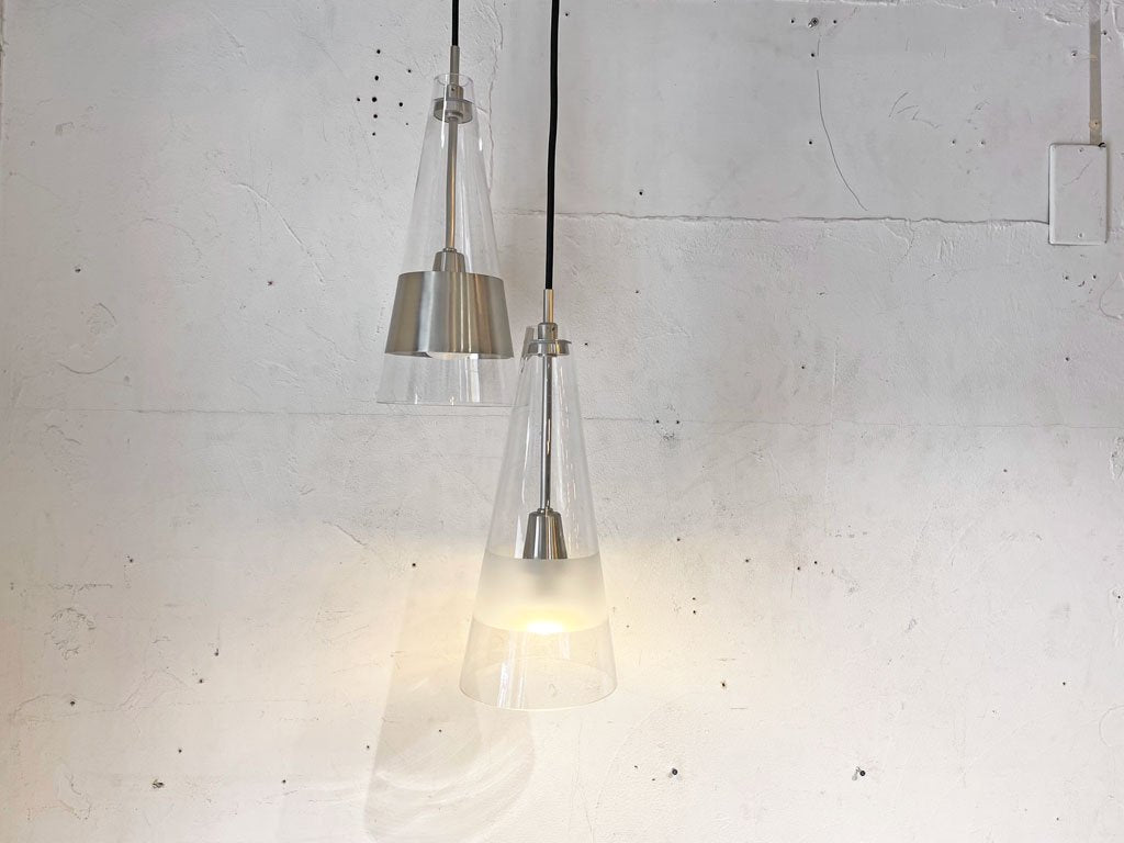 マックスレイ MAXRAY MP40138 ペンダントライト ガラスシェード 曇りガラス ステンレスカバー モダンデザイン B ★