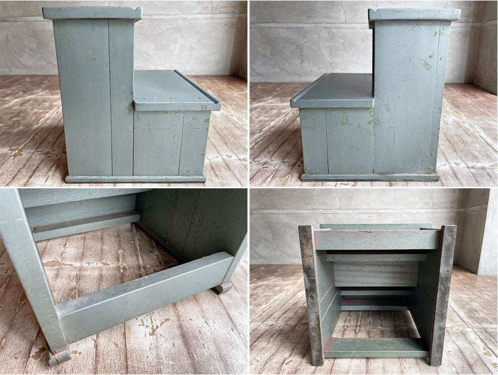 ジャパンビンテージ Japan Vintage 踏み台 スツール ステップ台 木製 2段 昭和レトロ シャビー 古道具 インダストリアル ♪