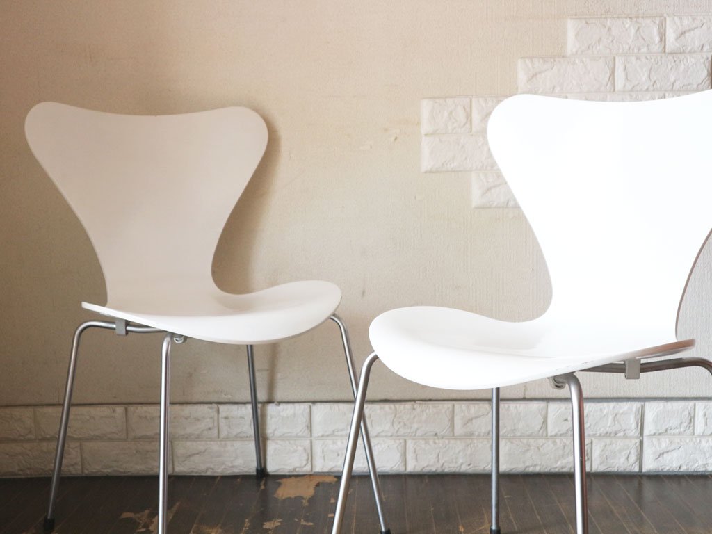 フリッツハンセン Fritz Hansen セブンチェア ホワイト ラッカー アルネ・ヤコブセン Arne Jacobsen デンマーク 北欧家具 B ◎