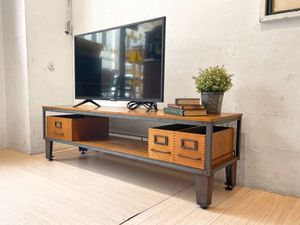 トラックファニチャー TRUCK FURNITURE AG シェルフ AG SHELF TV BOARD AVボード AG BOX S・Lサイズ付 楢無垢材 スチール 定価合計¥134,200-★