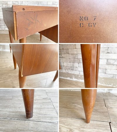 USビンテージ Vintage 片袖デスク 木製デスク 抽斗4杯 W111cm ミッドセンチュリー ●