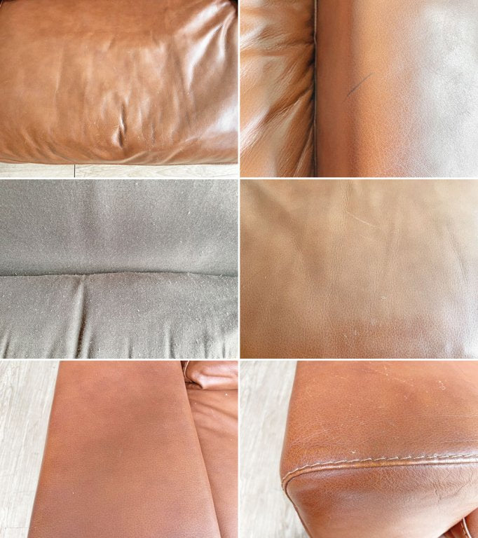 ウニコ unico テラ TERRA レザーソファ 3シーター Leather sofa 3 seater 3人掛け 本革 ブラウン フェザークッション 廃番 定価¥217,800- ●