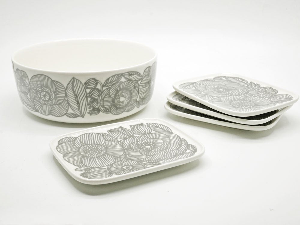 マリメッコ marimekko クルイェンポルヴィ KURJENPOLVI スクエアプレート グレー 15.3×12.4cm 廃番カラー北欧食器 フィンランド B ●