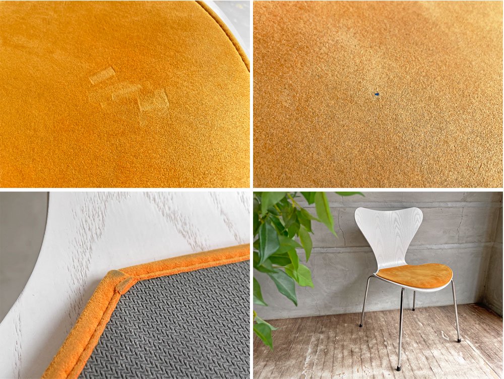 フリッツハンセン Fritz Hansen セブンチェア カラードアッシュ アルネ・ヤコブセン&ミネオッタ MIONETTA パッド付 サニーオレンジ♪