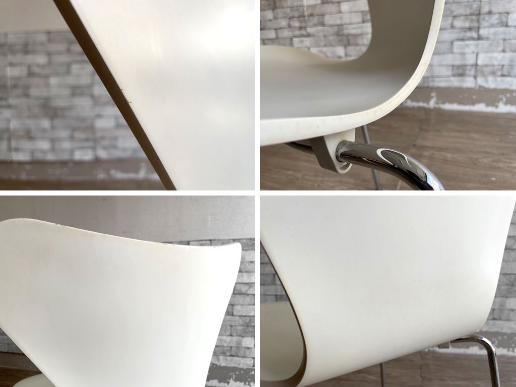 フリッツハンセン Fritz Hansen セブンチェア ダイニングチェア スタッキングチェア ラッカー仕上げ ホワイト アルネ・ヤコブセン デンマーク 北欧家具 E ●