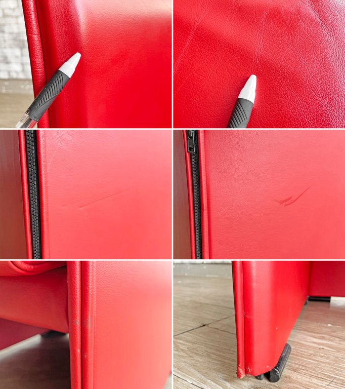 カッシーナイクスシー Cassina ixc ウィスキー 402 WISKEY 1Pソファ レッド 本革 マリオ・ベリーニ MARIO BELLINI シンプルモダン ●
