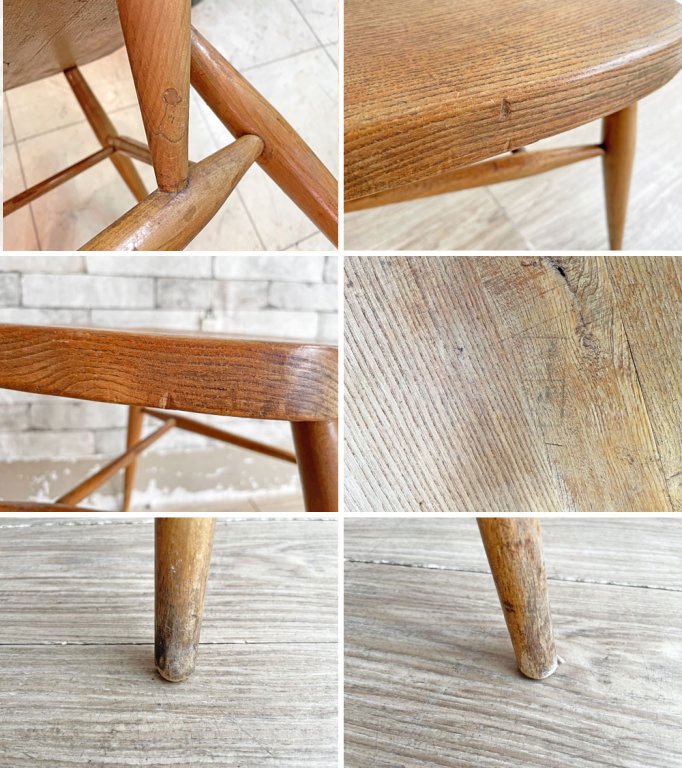 アーコール ercol 440 スタッキングチェア ダイニングチェア エルム材 シングルバック 英国ビンテージ A ●