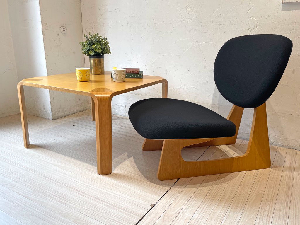 天童木工 TENDO 低座椅子 ローチェア 座椅子 長大作 デザイン ナラ柾目 ネイビー系張地 和モダン ★