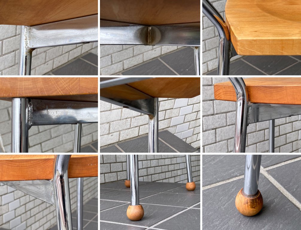 イクスス ikususu FURNITURE ダイニングチェア アルダー無垢材×スチール オイルフィニッシュ ナチュラル 板座 座繰り 廃番 北欧テイスト B ■