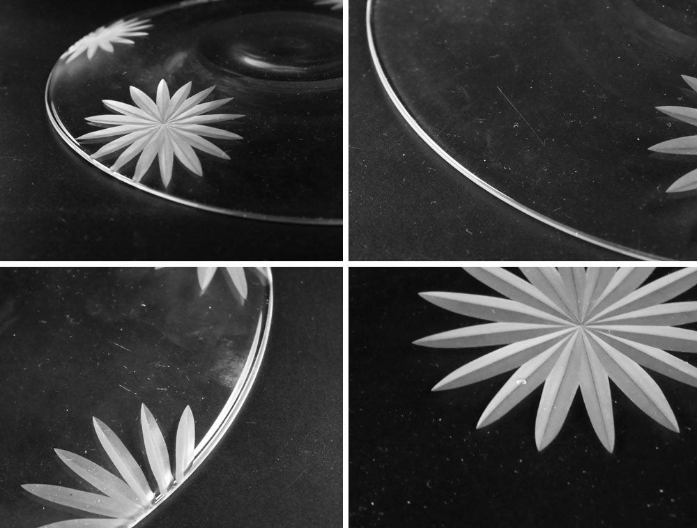 辻和美 飛び菊 ガラスプレート 切子 クリア 23.5cm ファクトリーズーマー factory zoomer 入手困難 希少品 現代作家 A ●